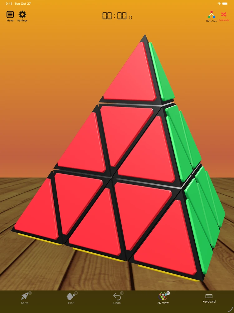 Pyraminx gameplay in the iPad app